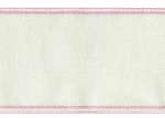 7496/02 Канва лента льняная Permin белая с розовой кромкой 10х100 см